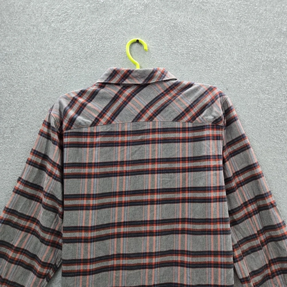 The North Face Men Button Up Shirt L/G Gray Plaid Brush Flannel Long Sleeve